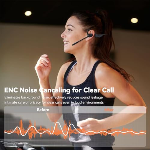 AI Noise Cancelling Bluetooth 5.3 Open Ear Headphones with Mic for Workouts
| Sweatproof Wireless Open Ear Headphones B